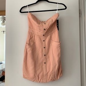 NWT Lulu’s peach linen strapless dress size Small